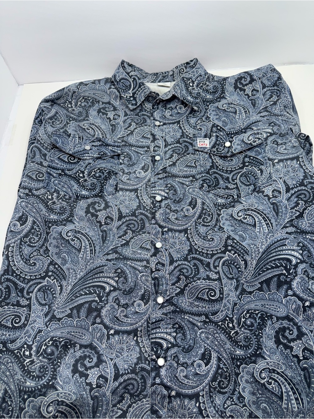 Men's FR Paisley Long-Sleeve Button-Down Shirt - Navy